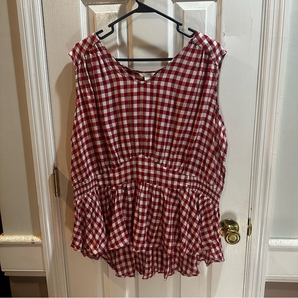 Est 1946 Red & White Gingham Check Sleeveless Blouse Picnic Plus 18/20W